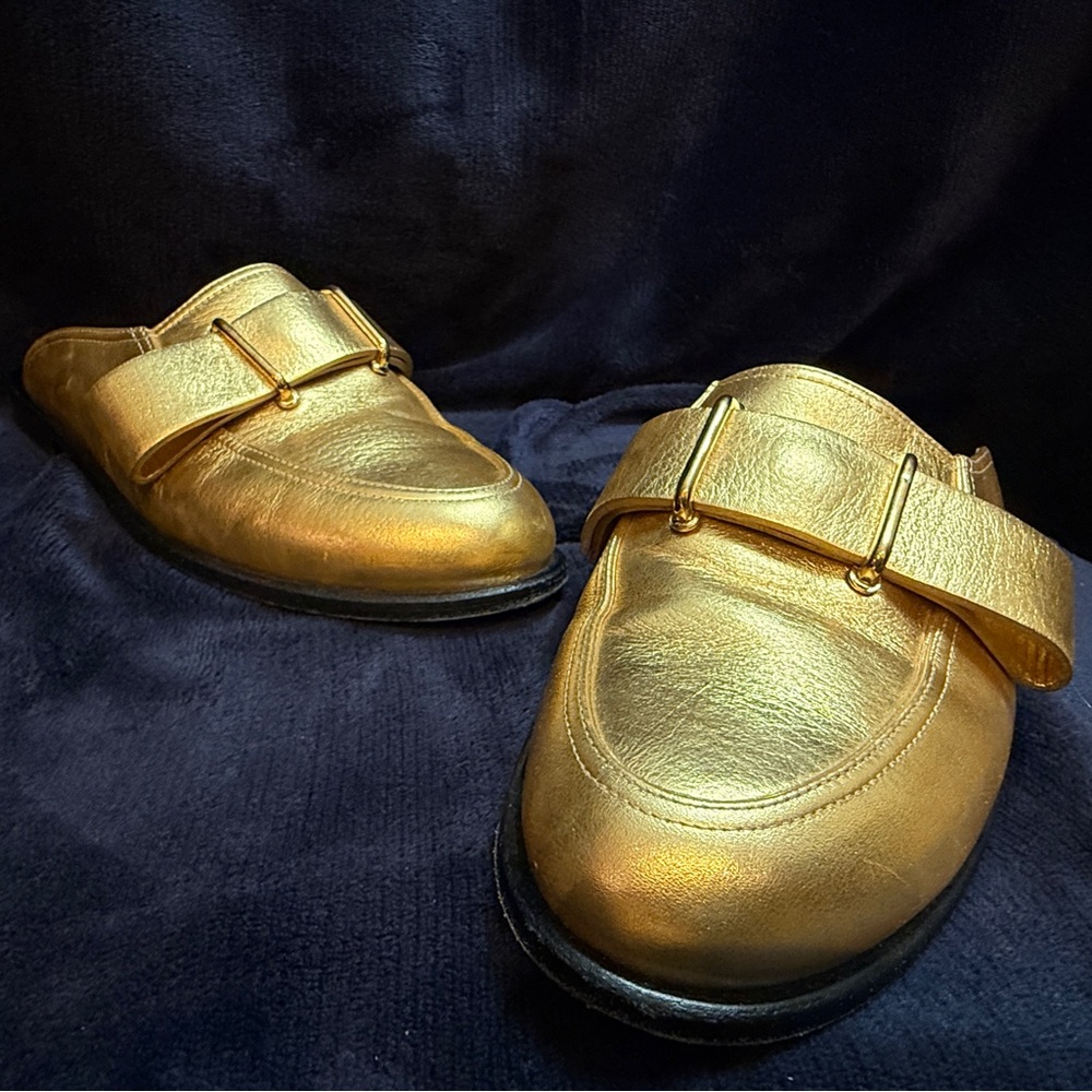 Tibi Gold Slip-On Shoes